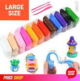 12 Pcs Air Dry Modeling Clay Set – Colorful Soft Clay + Tools + Neon Erasers + Glitter for DIY Kids Crafts